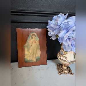 Vintage “Pinkie” Print Art on Hanging Wood Decor Wall Art  12.5 x 9.5